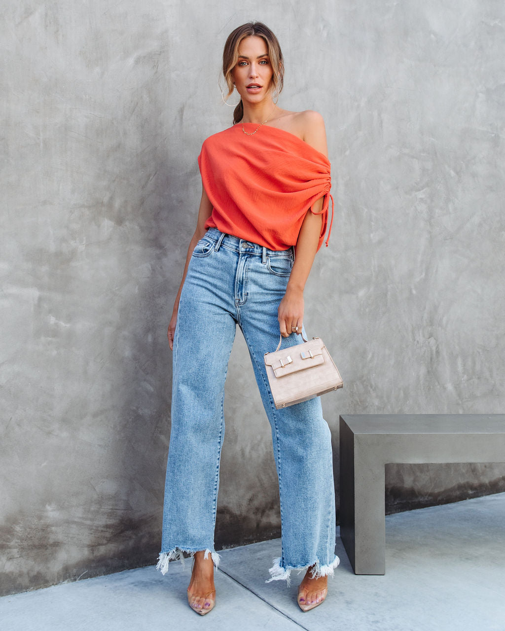 Thomas One Shoulder Ruched Cutout Top-Matylis