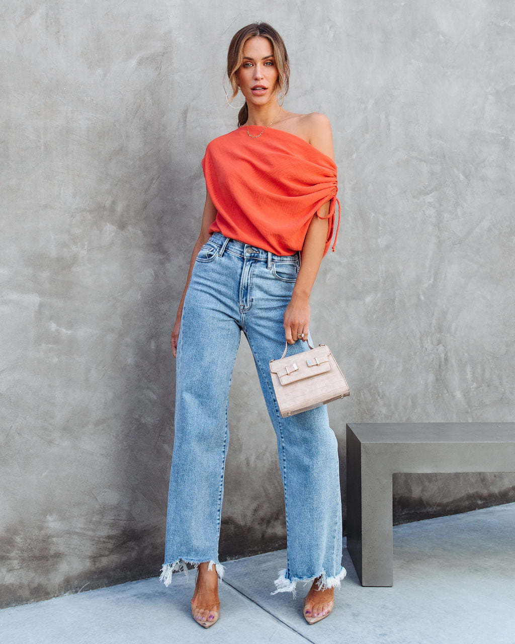 Thomas One Shoulder Ruched Cutout Top-Matylis