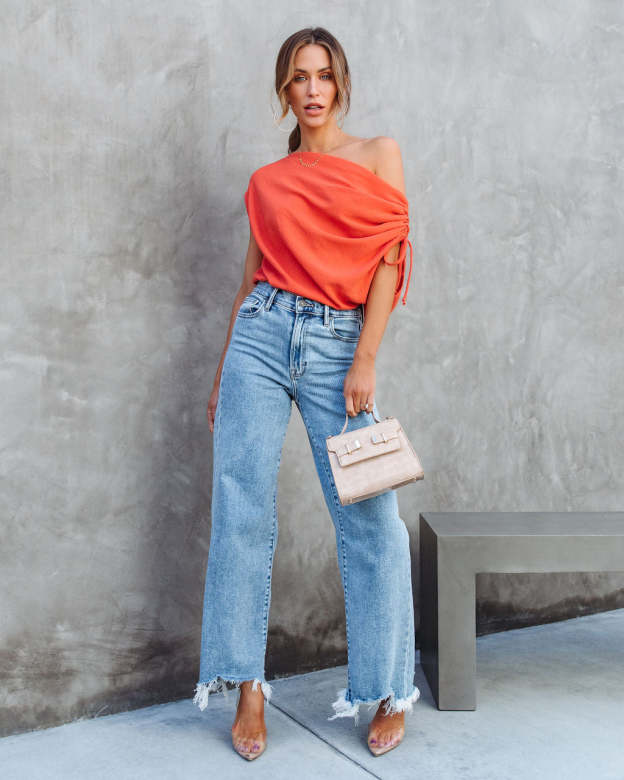 Thomas One Shoulder Ruched Cutout Top-Matylis
