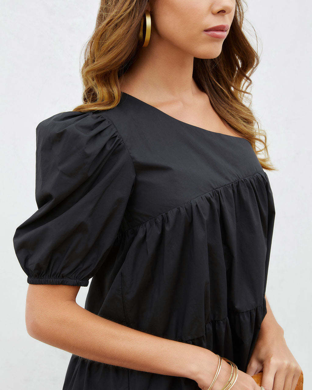 Washington Cotton One Shoulder Pocketed Mini Dress-Matylis