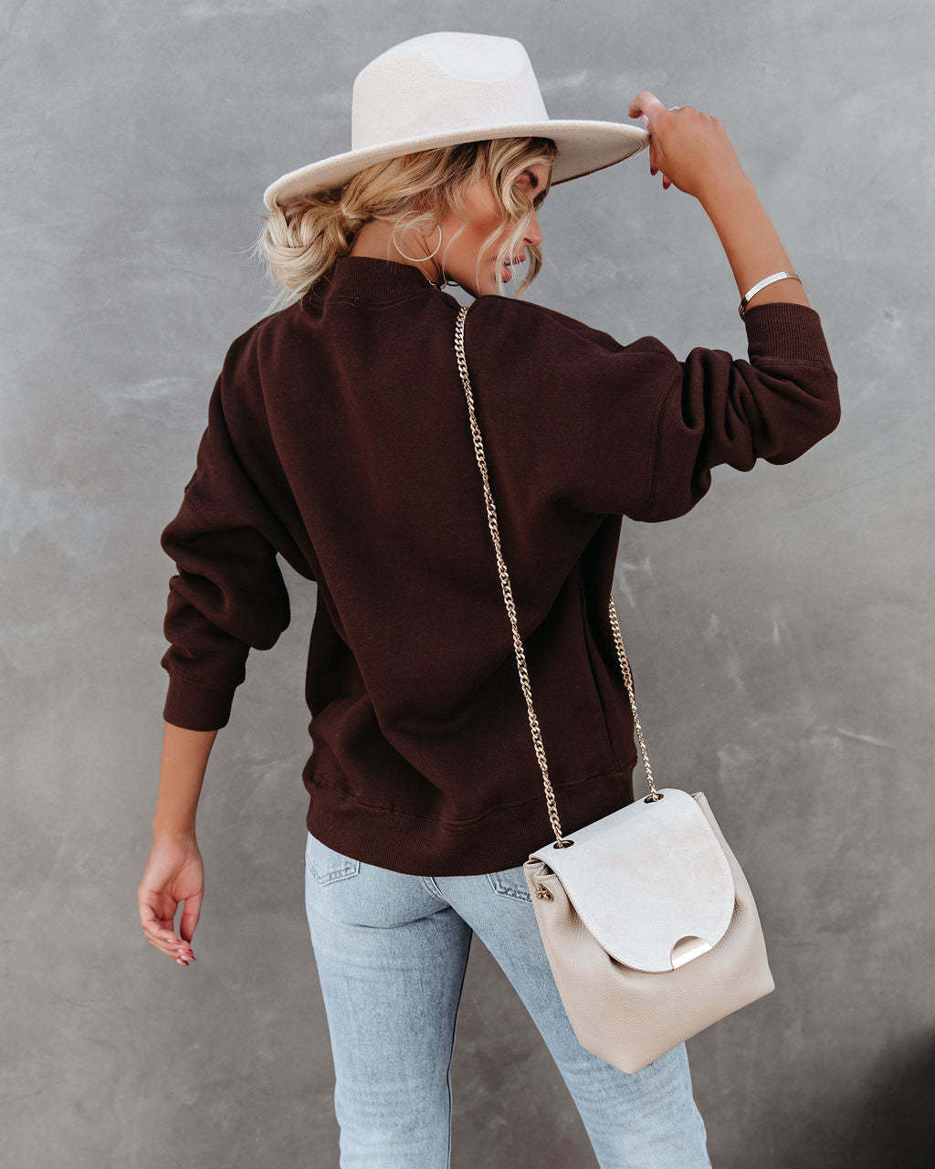 Woah Pocketed Cotton Blend Mock Neck Sweatshirt-Matylis