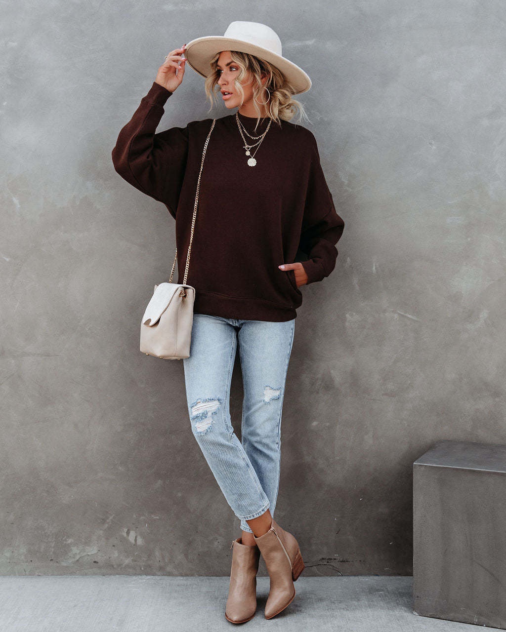 Woah Pocketed Cotton Blend Mock Neck Sweatshirt-Matylis