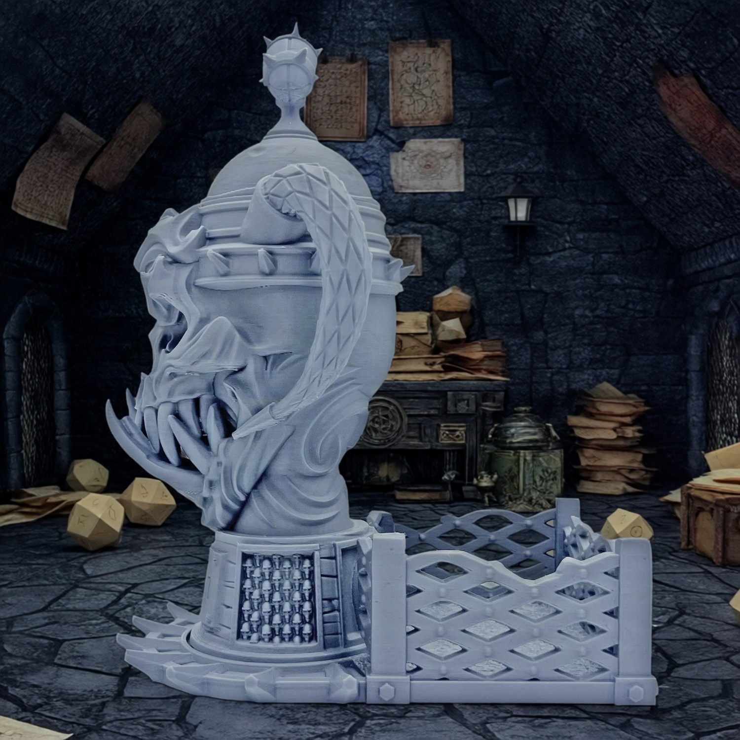 Dice Tower Skull Trophy Model Storage Ornament