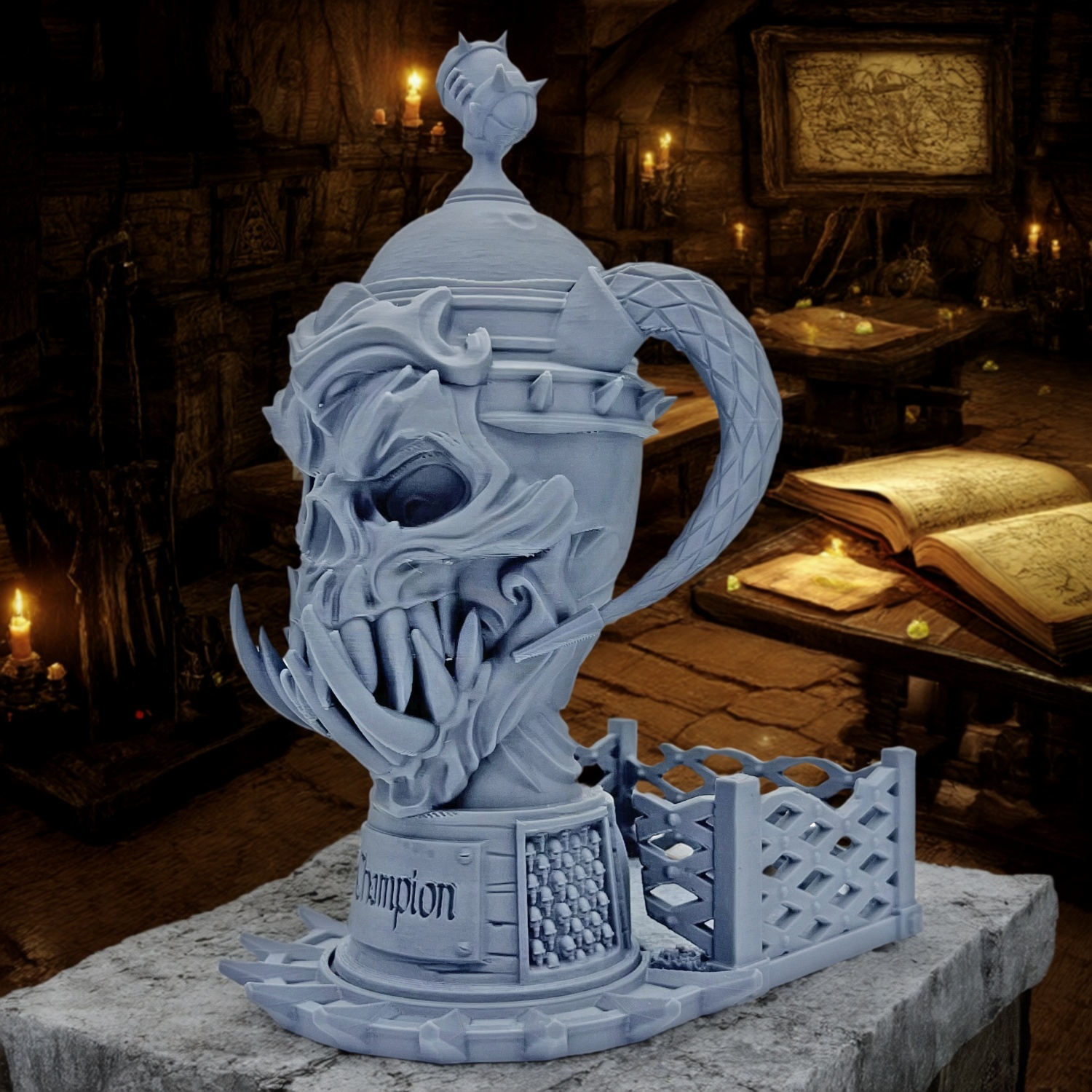 Dice Tower Skull Trophy Model Storage Ornament