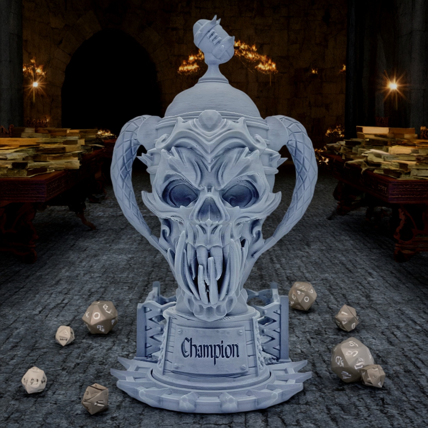 Dice Tower Skull Trophy Model Storage Ornament