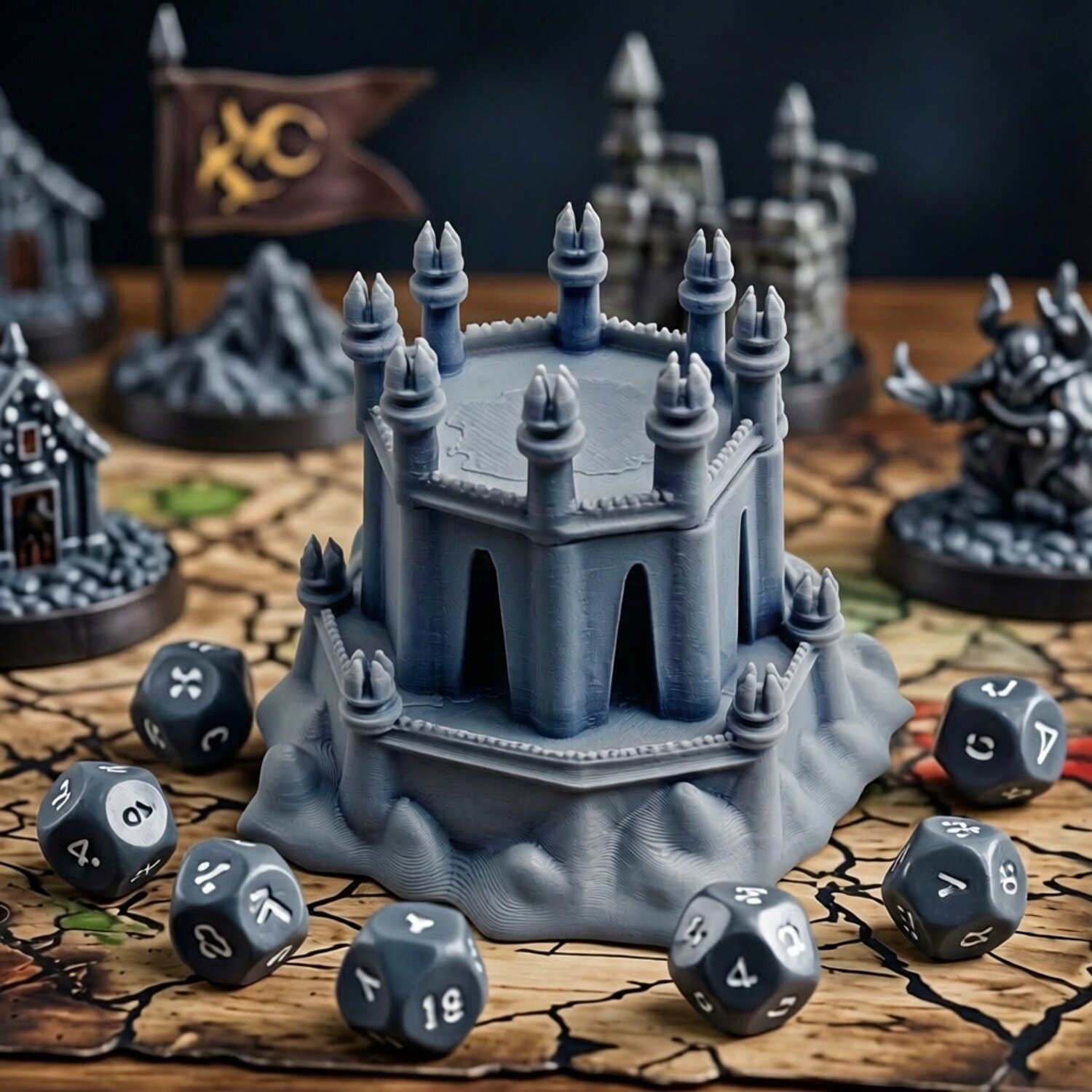 Terrain - The High Mountain Castle of the Dungeon Lord Miniature Battlefield Model