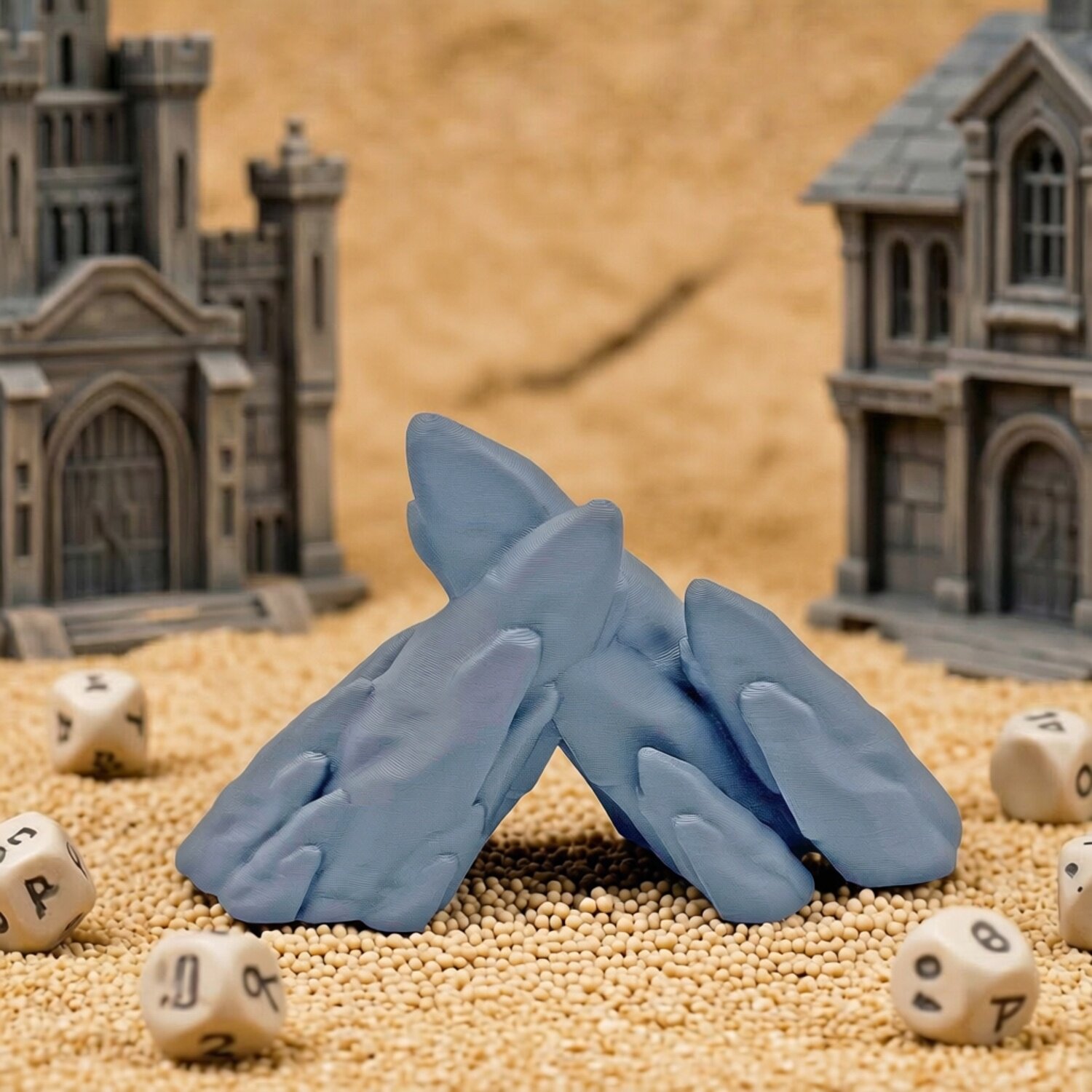 Dragon and Dungeon DND board game terrain with two rock models