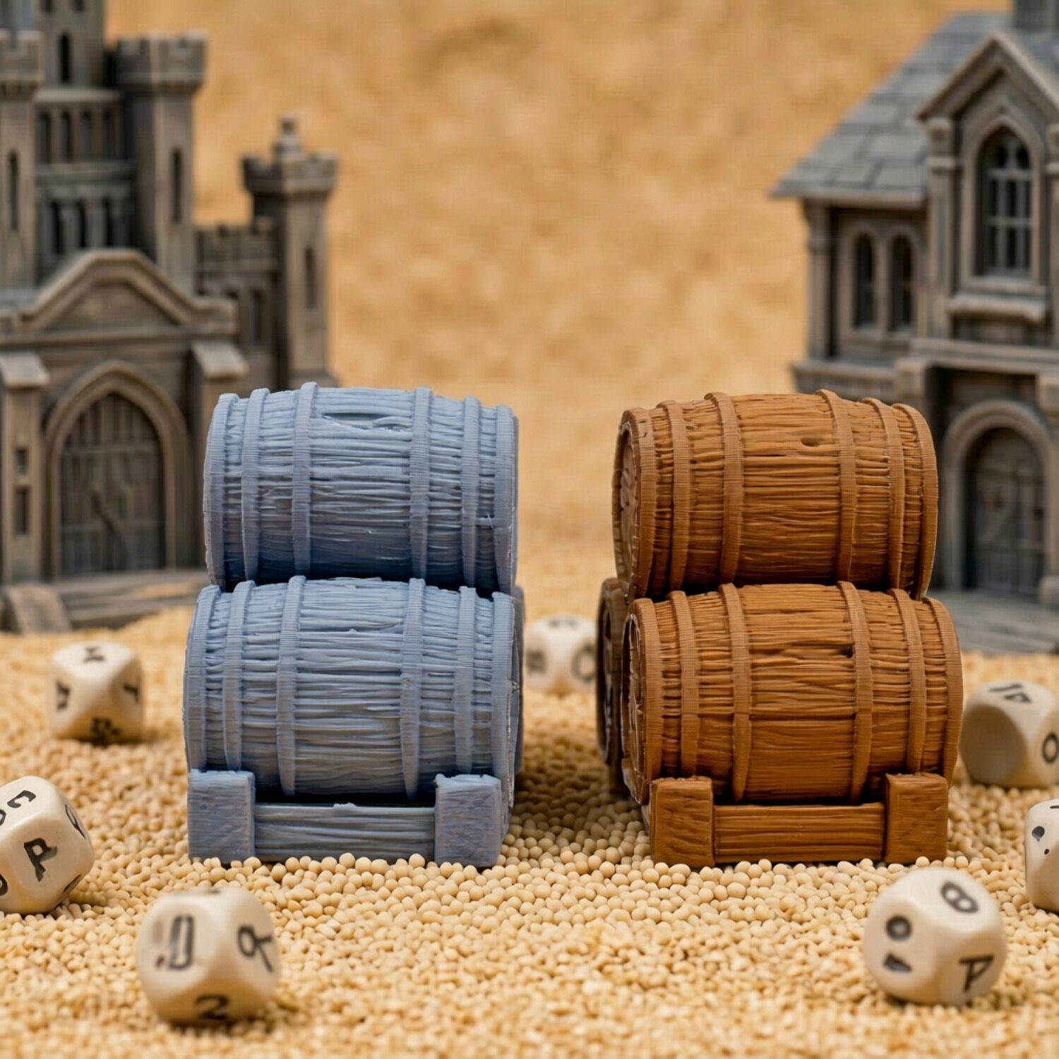 Building a small bucket pile in the ruins scene (Random Color)