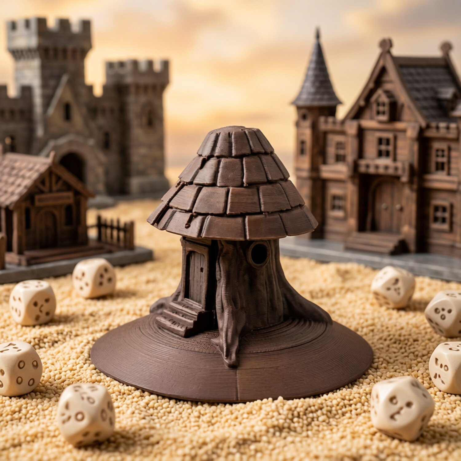 DND Game Dice Set: Fantasy Mushroom Treehouse