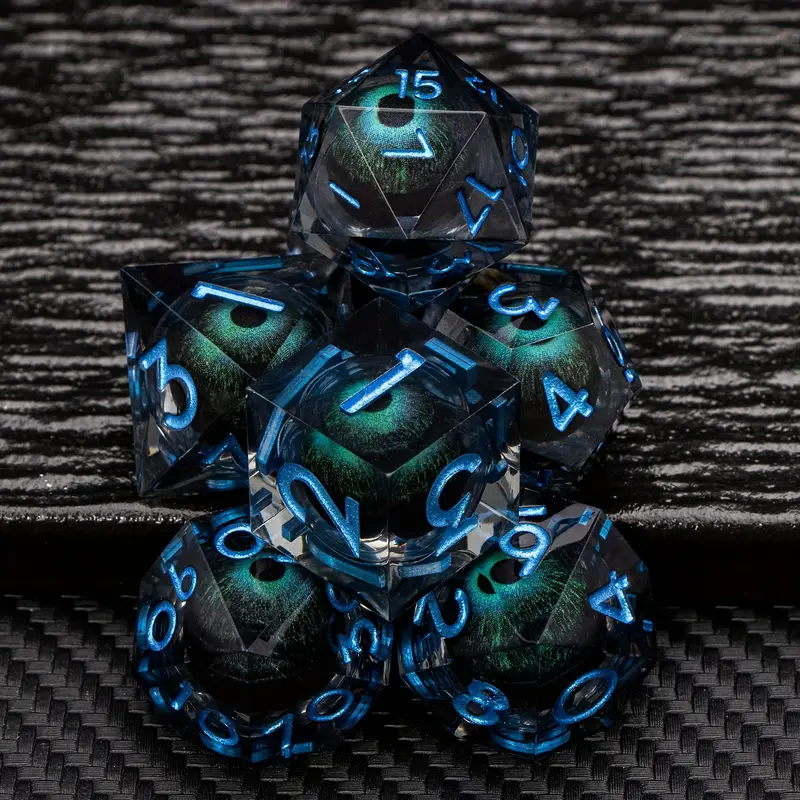 Dragon Blue Eye  DND Sharp Resin Liquid  Dice Set