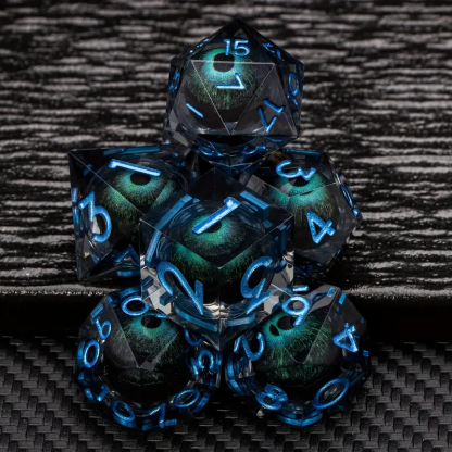 Dragon Blue Eye  DND Sharp Resin Liquid  Dice Set