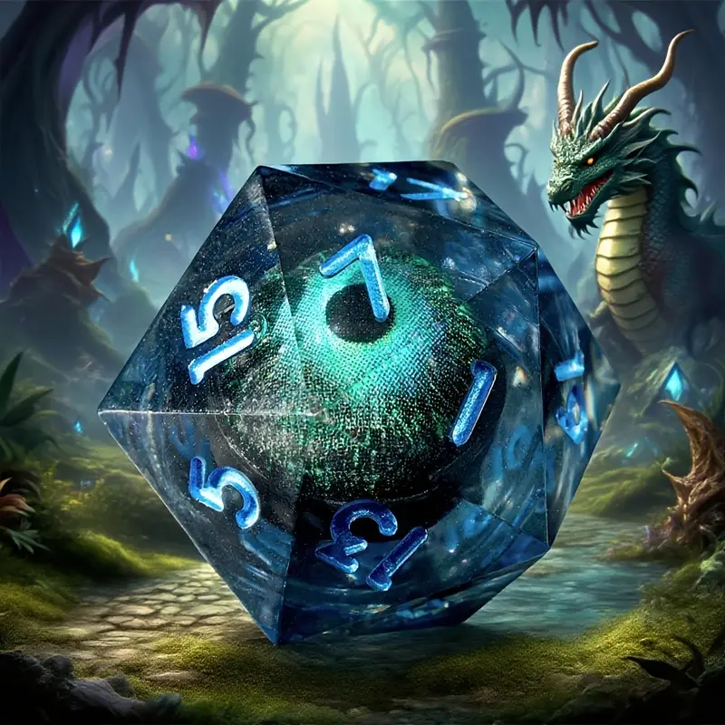 Dragon Blue Eye  DND Sharp Resin Liquid  Dice Set