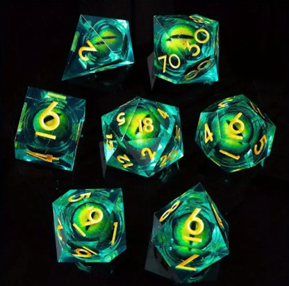 DND big green eyeball resin dice set