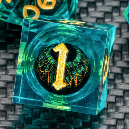 Dragon King's Green Eye resin dice set