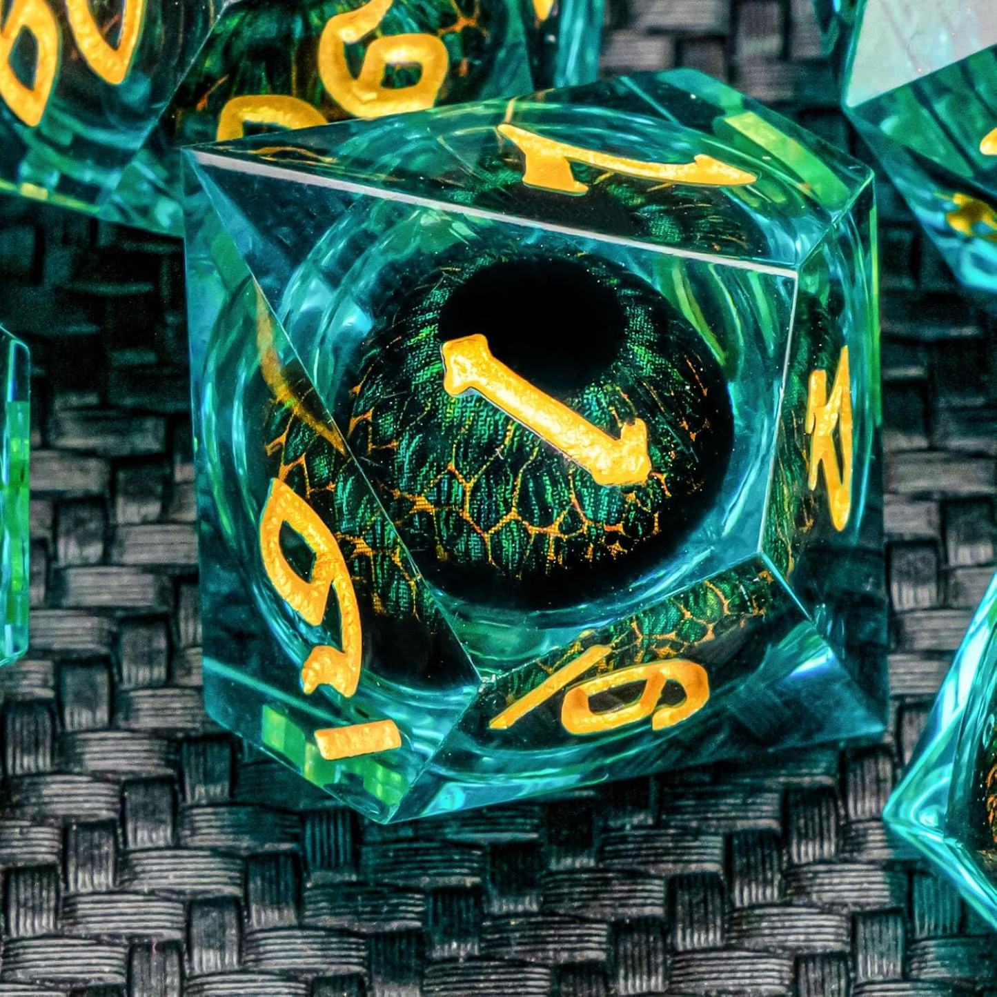 Dragon King's Green Eye resin dice set