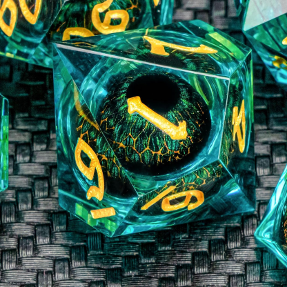 Dragon King's Green Eye resin dice set