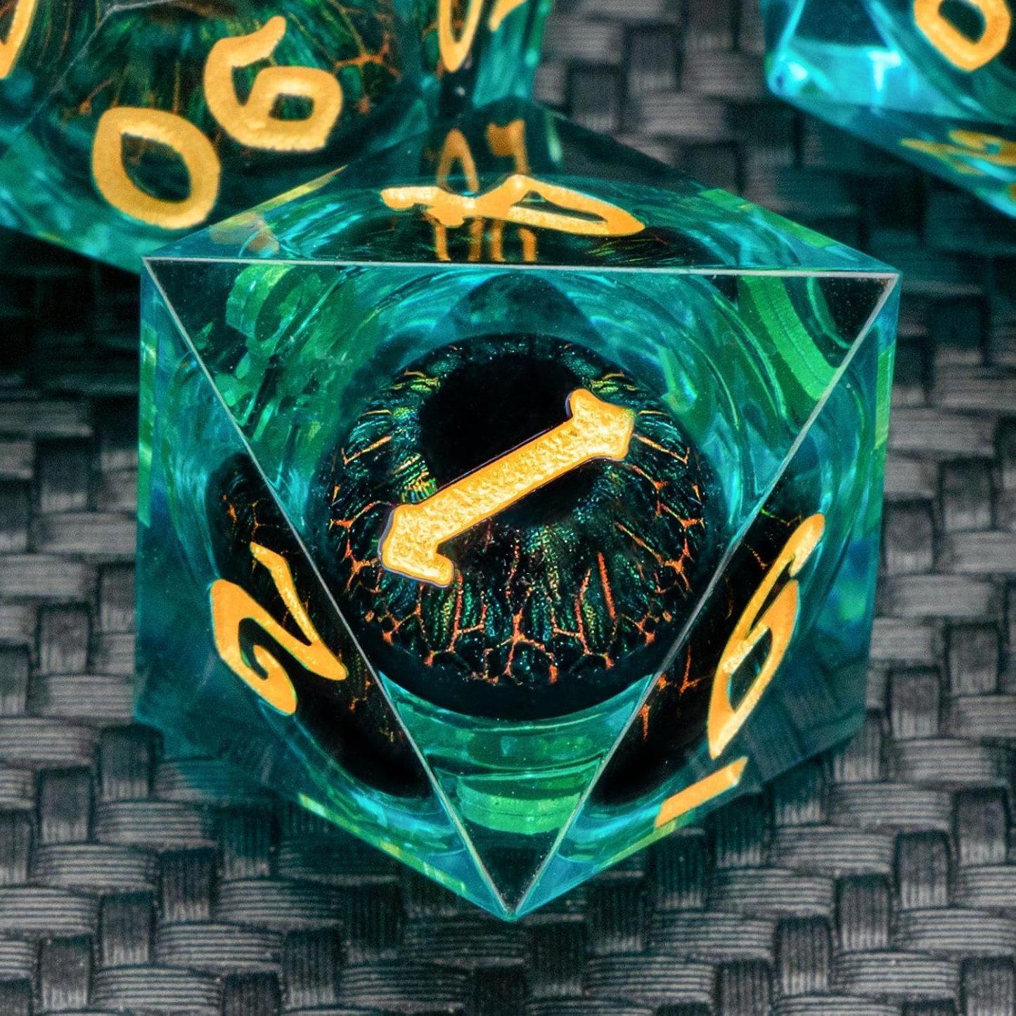 Dragon King's Green Eye resin dice set