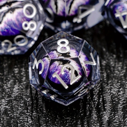 Purple Dragon Eye  DND Sharp Resin Liquid  Dice Set