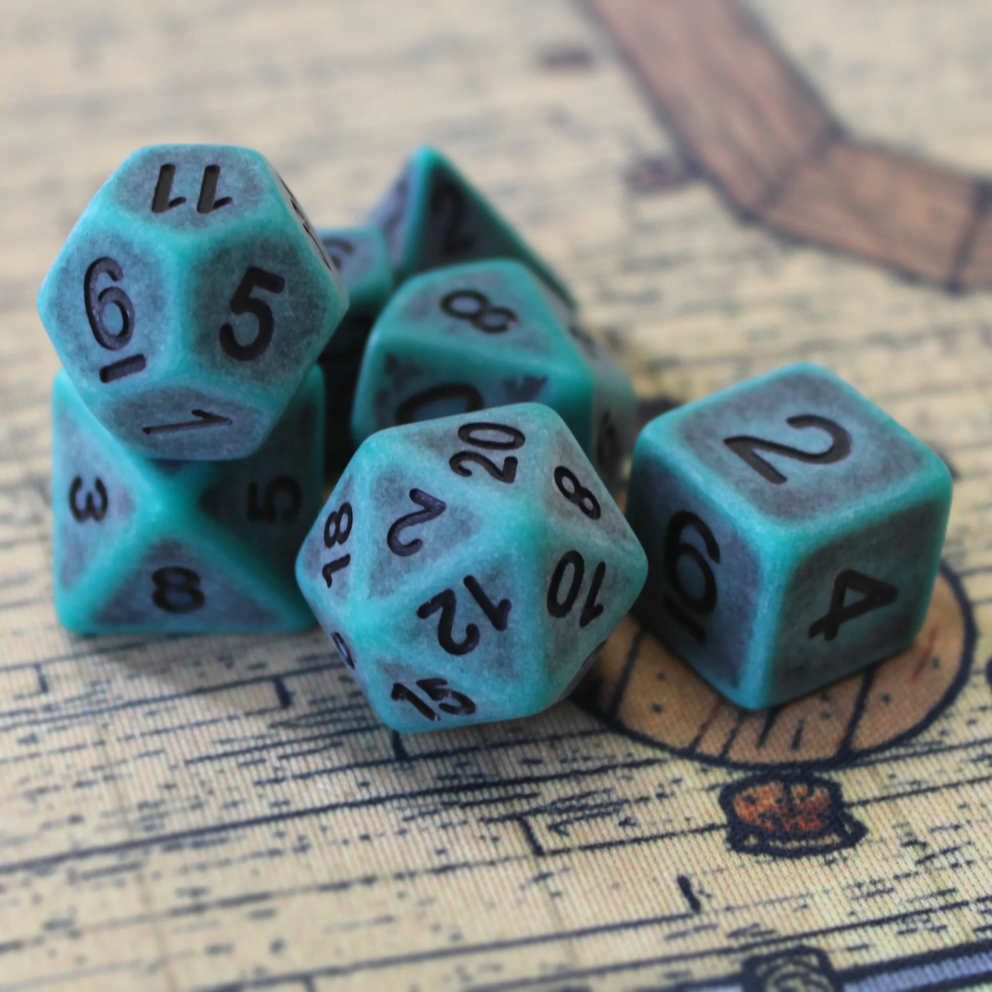 Ancient Green Polymer Dice Set