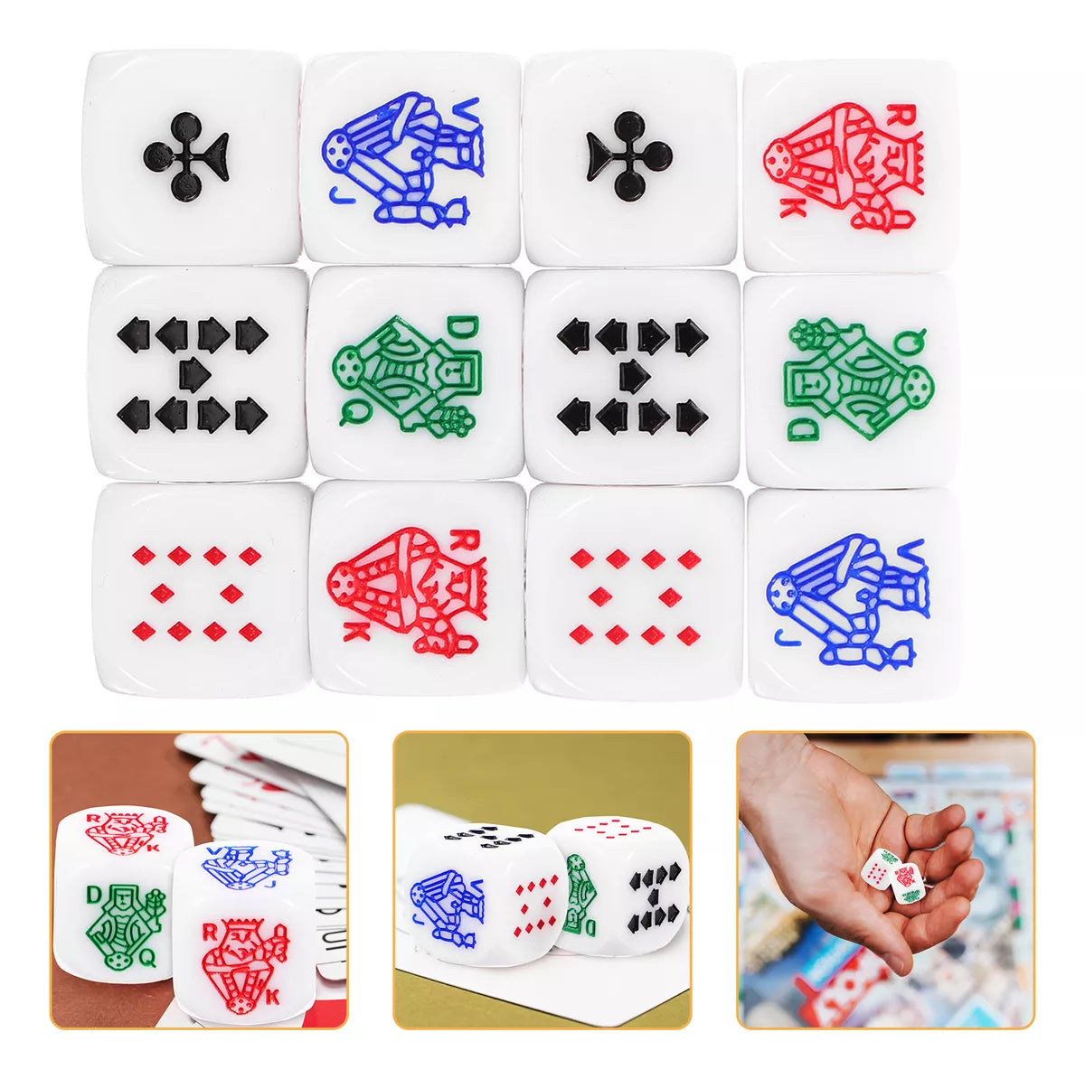 Poker Dice D6 bulk for Games & Art - Pack of 3 J Q K