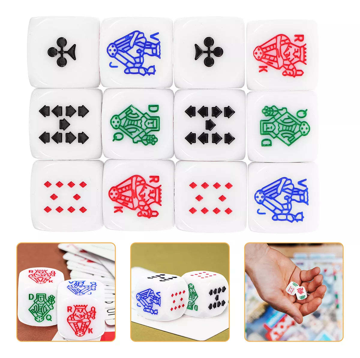 Poker Dice D6 bulk for Games & Art - Pack of 3 J Q K