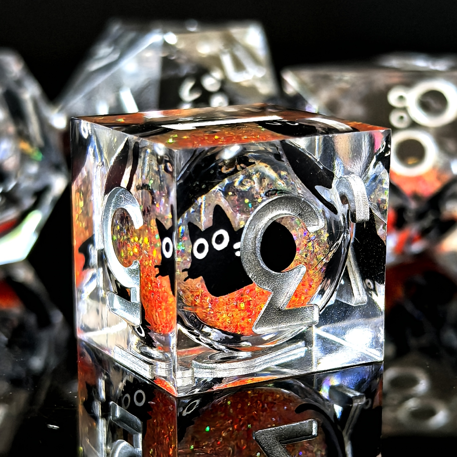 Cute Cat Liquid Core Resin Dice Set