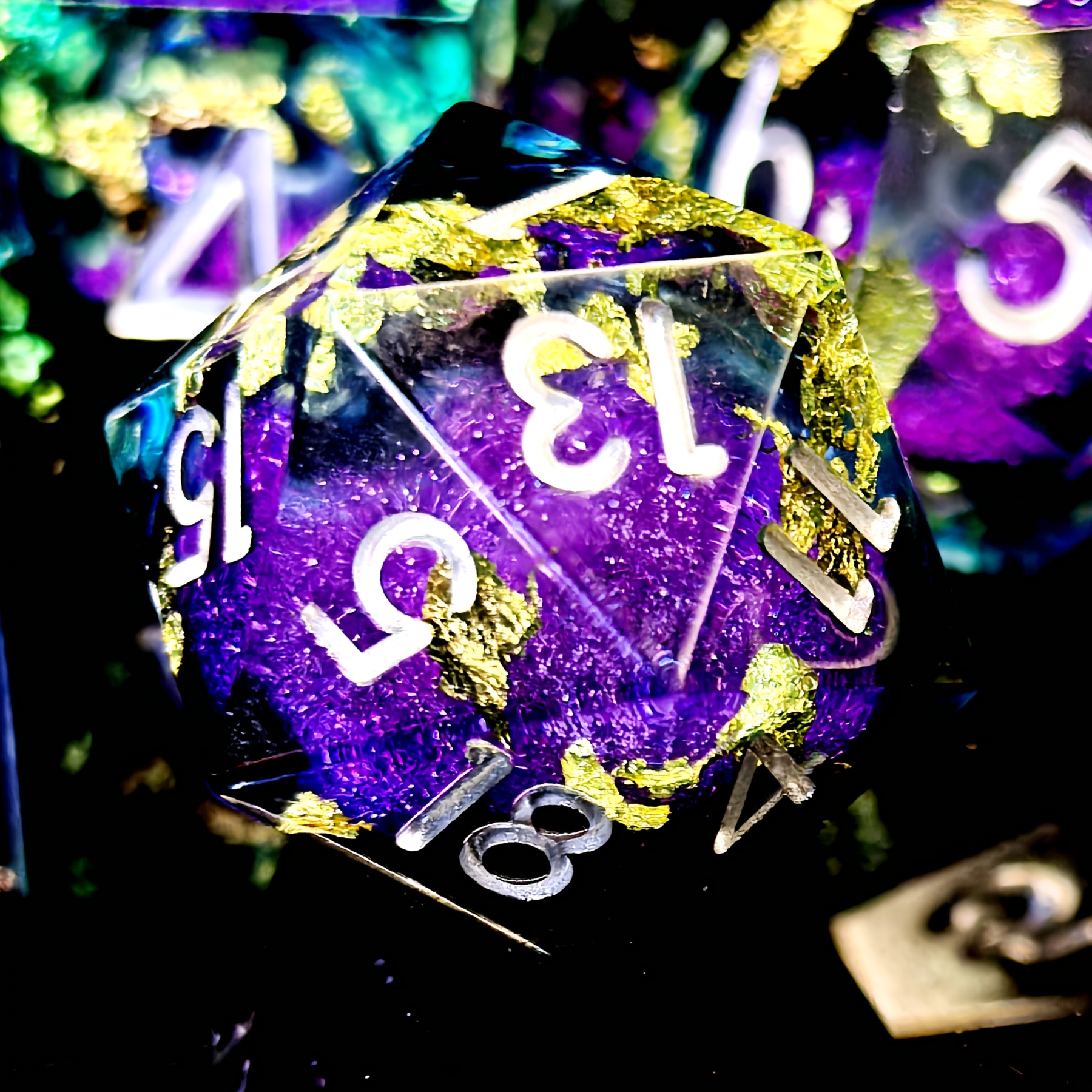 Sacred Flame Gold Foil Resin Dice Set