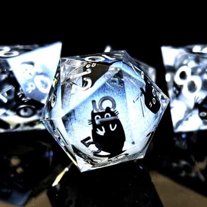 Cute Cat Liquid Core Resin Dice Set