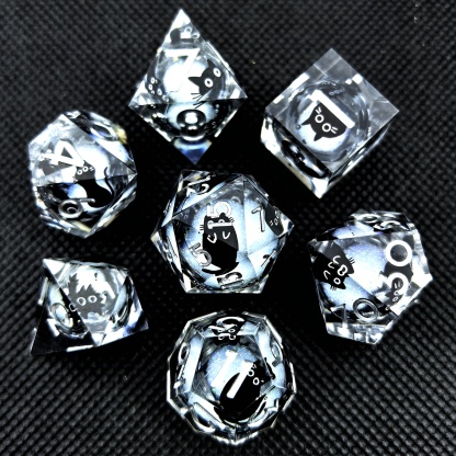 Cute Cat Liquid Core Resin Dice Set