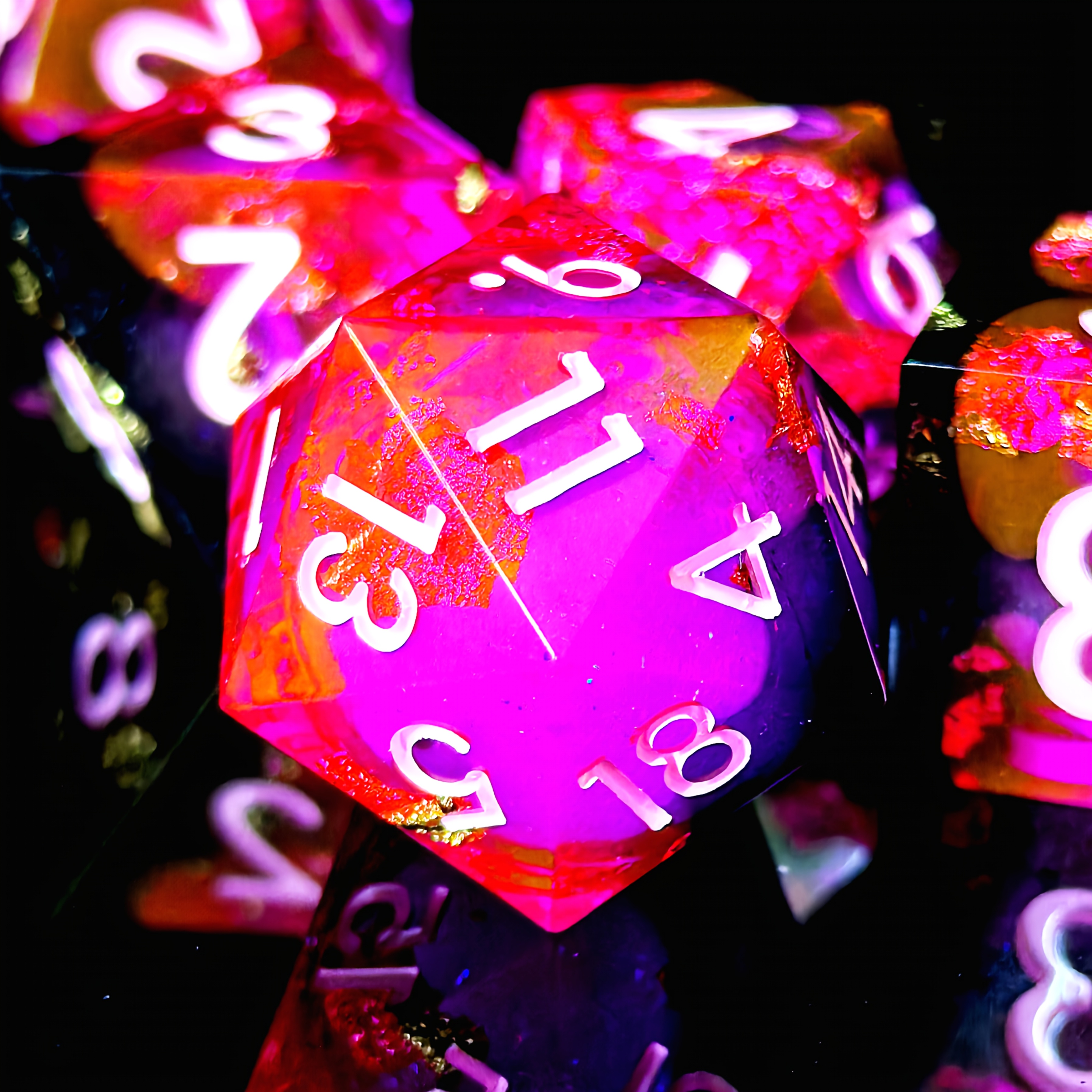 Sacred Flame Gold Foil Resin Dice Set