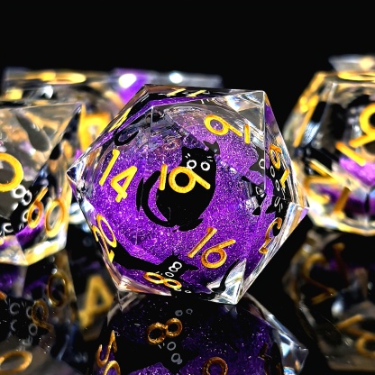 Cute Cat Liquid Core Resin Dice Set