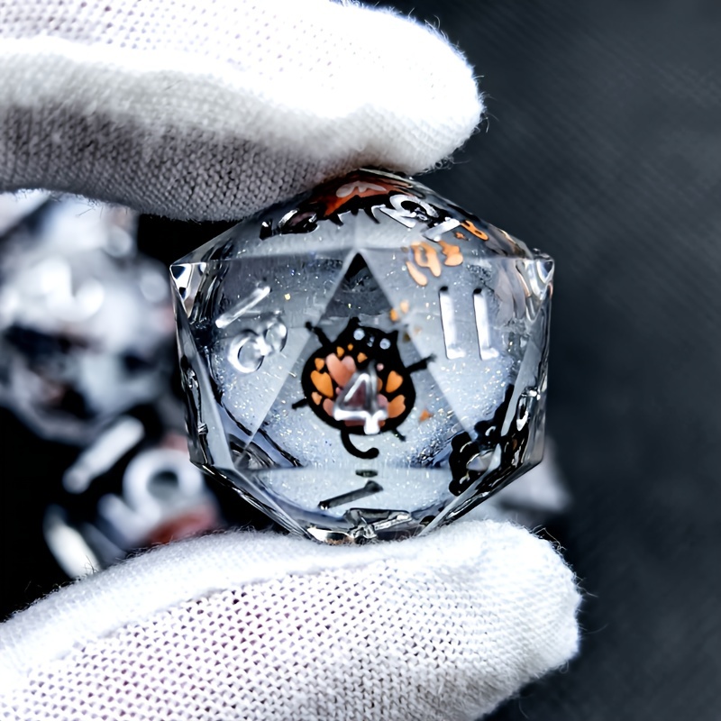 Cute Cat Liquid Core Resin Dice Set