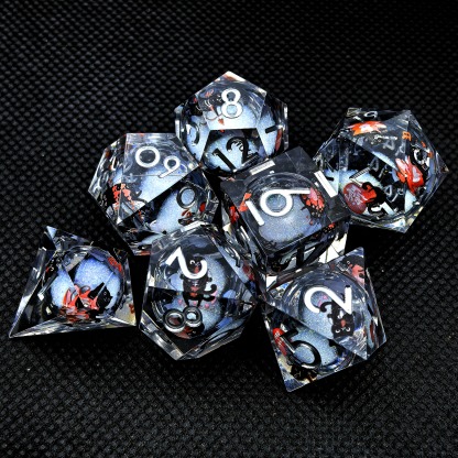 Cute Cat Liquid Core Resin Dice Set