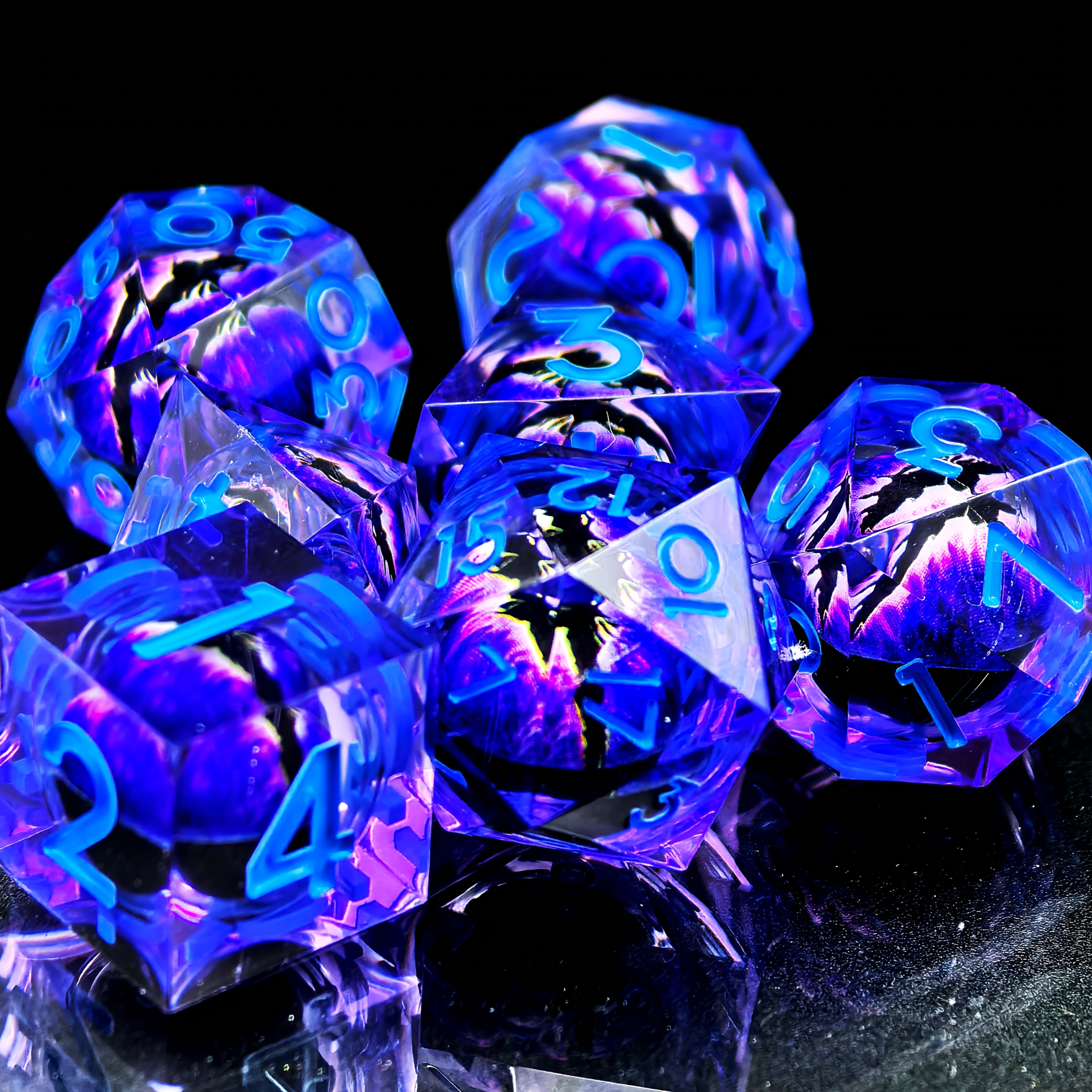 Dragon Eye DND Sharp Edge Liquid Core Resin Handmade Dice Set