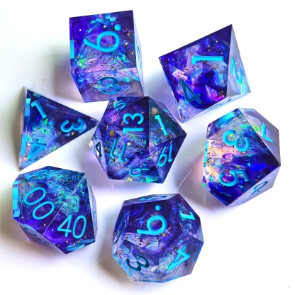 Beautiful seven-piece set of DND resin sharp dice set