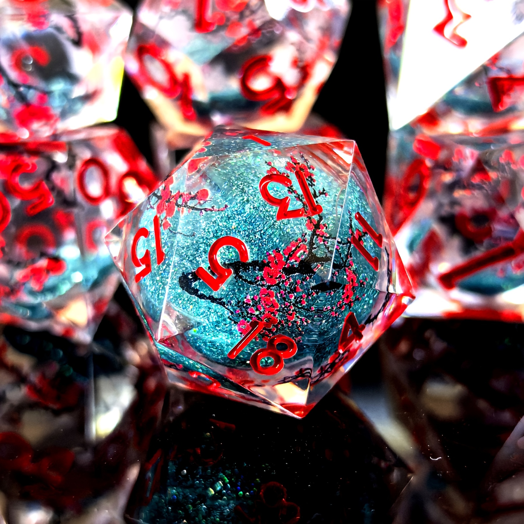 Plum Blossom Resin Dice Set