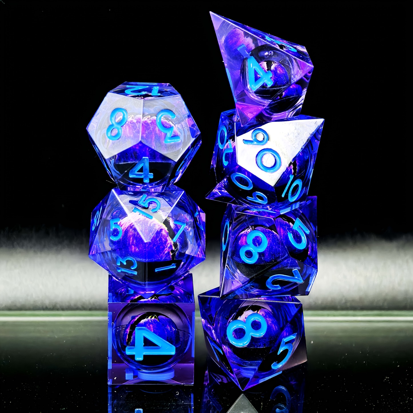 Dragon Eye DND Sharp Edge Liquid Core Resin Handmade Dice Set