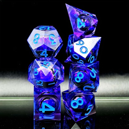 Dragon Eye DND Sharp Edge Liquid Core Resin Handmade Dice Set