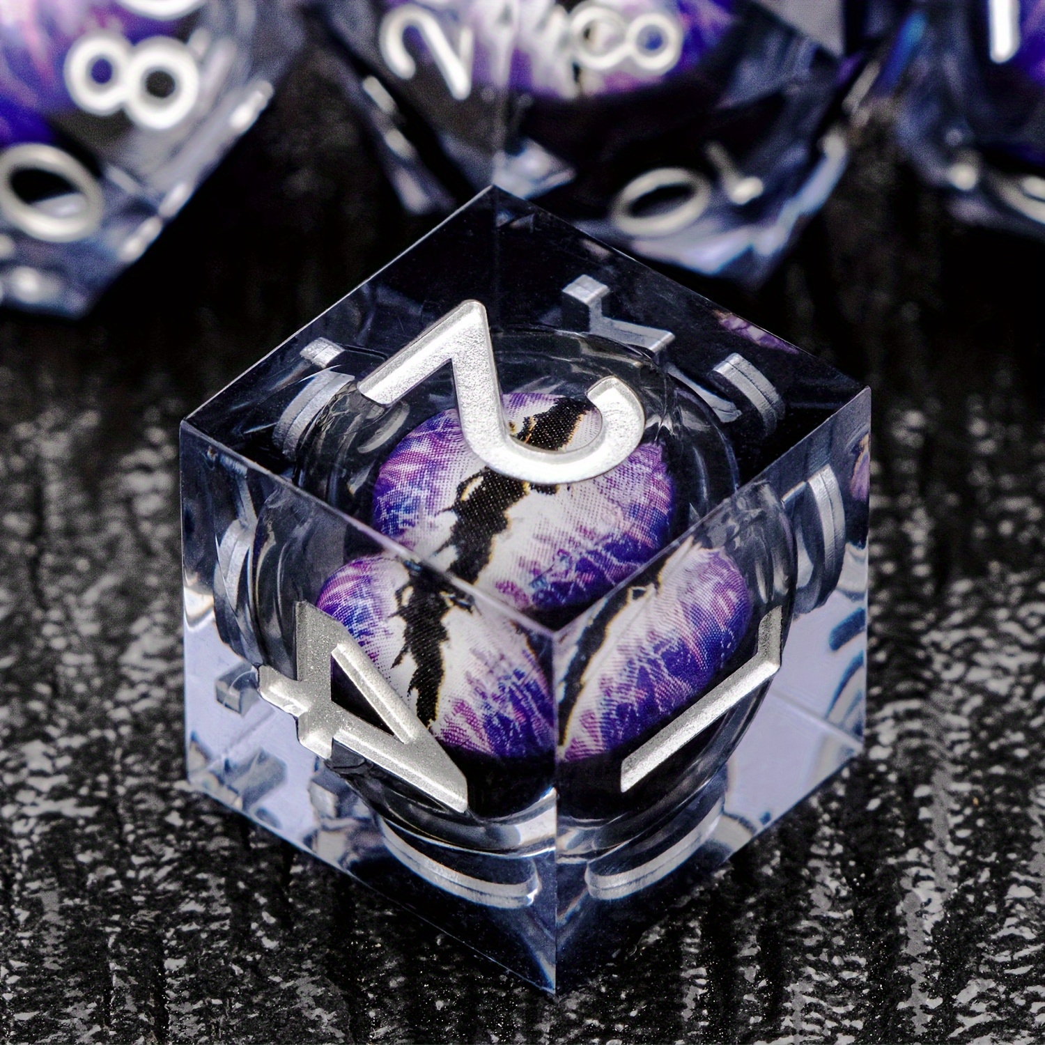 Purple Dragon Eye  DND Sharp Resin Liquid  Dice Set