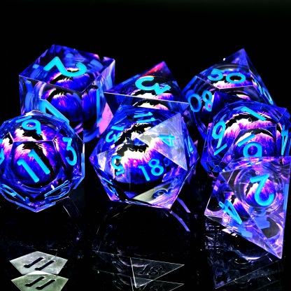 Dragon Eye DND Sharp Edge Liquid Core Resin Handmade Dice Set