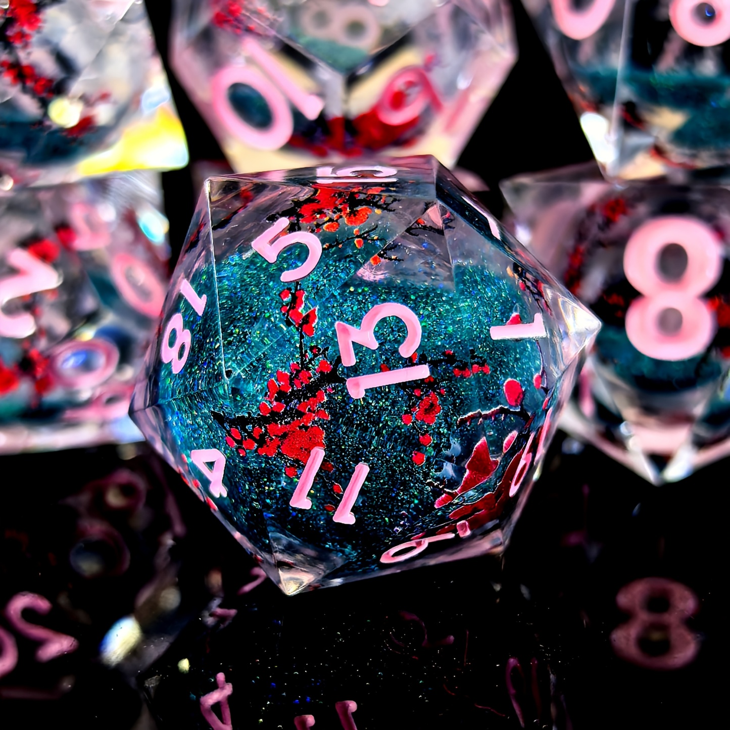 Plum Blossom Resin Dice Set