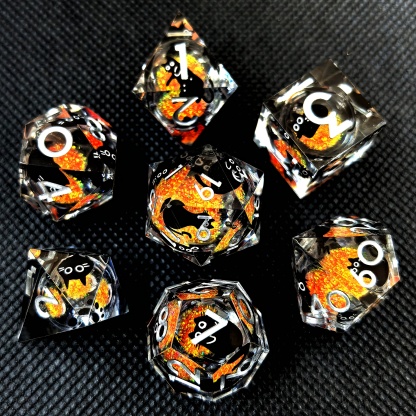 Cute Cat Liquid Core Resin Dice Set
