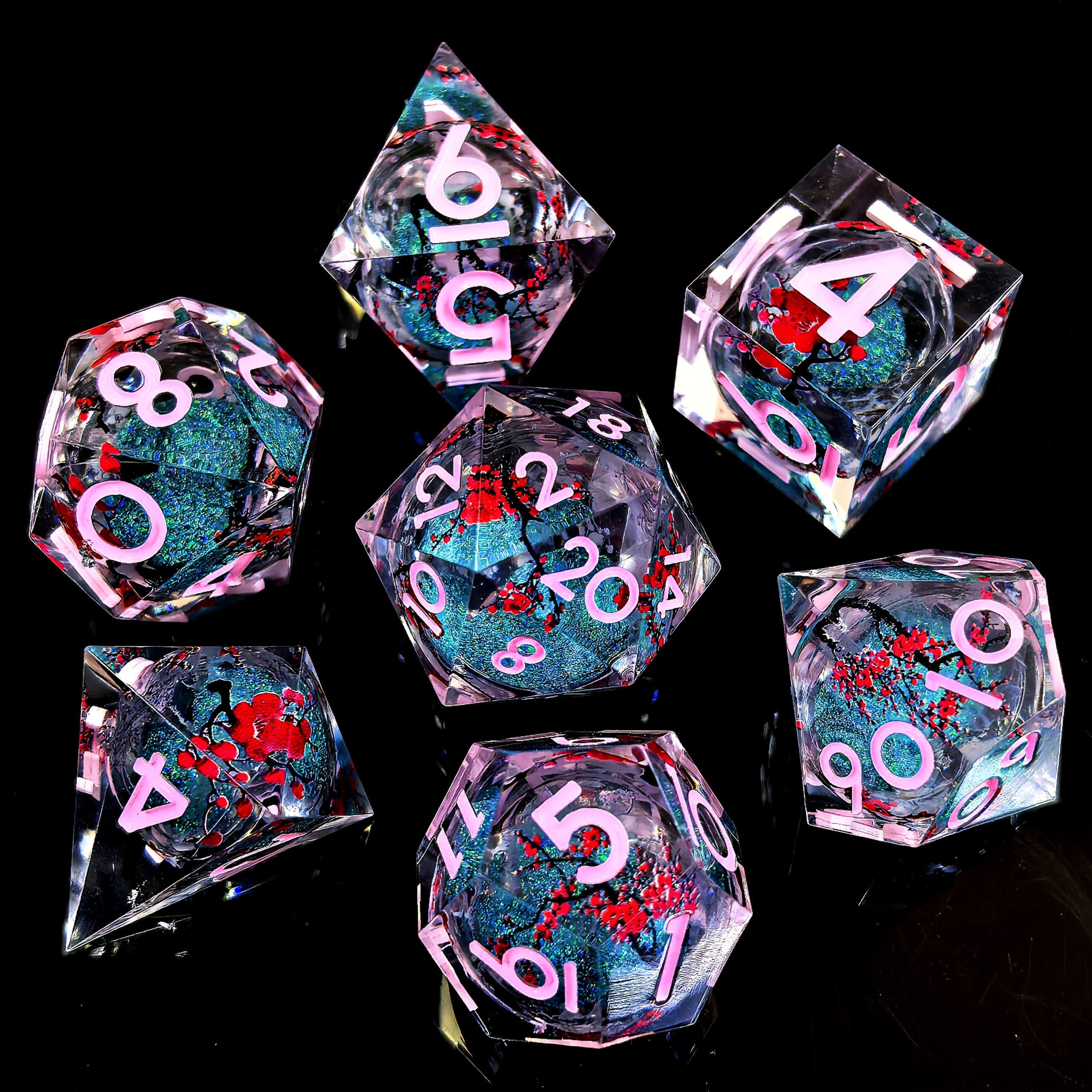 Plum Blossom Resin Dice Set
