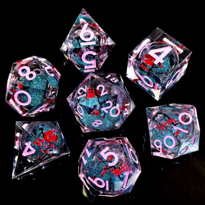Plum Blossom Resin Dice Set