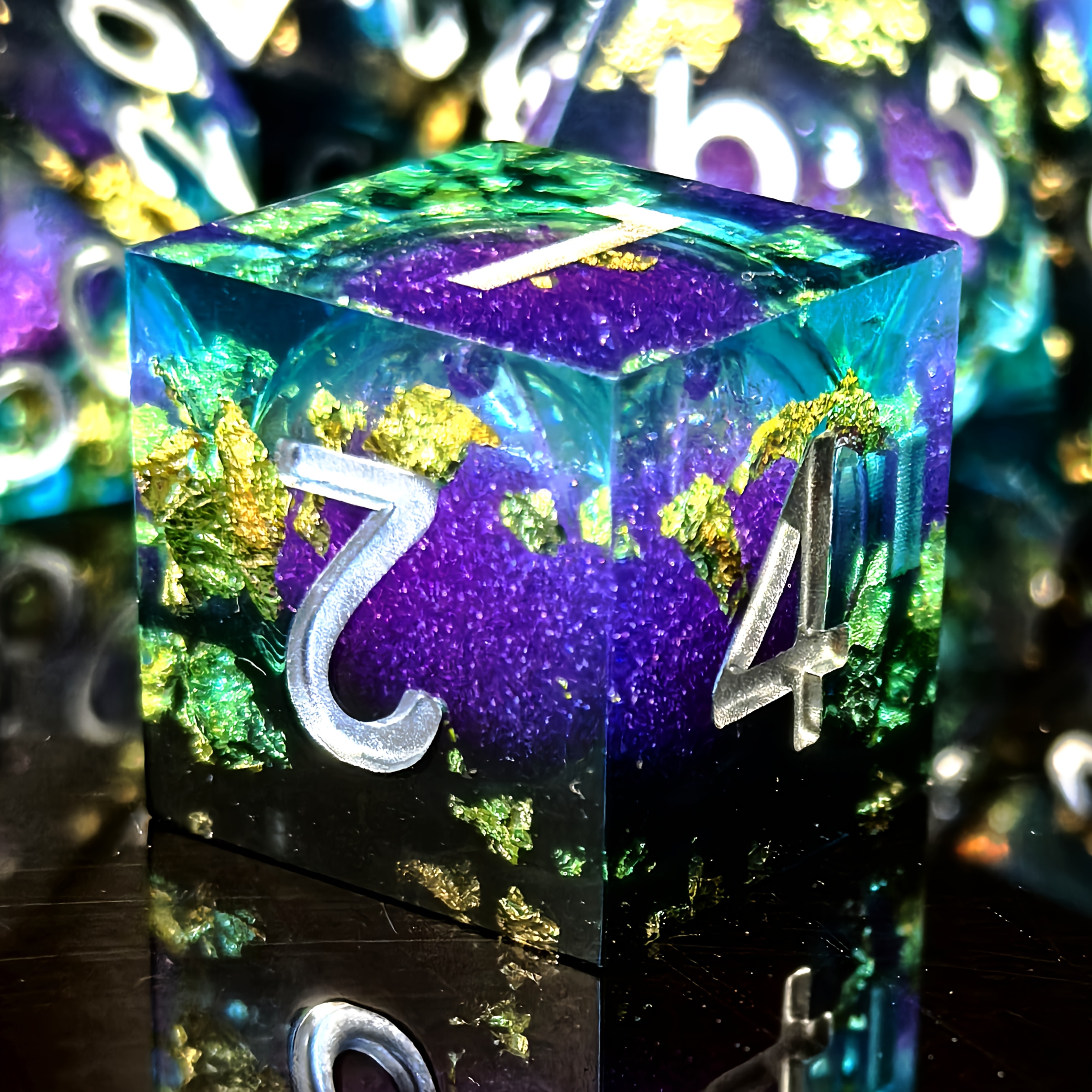 Sacred Flame Gold Foil Resin Dice Set