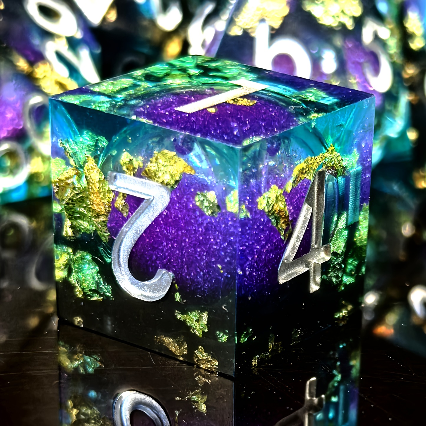 Sacred Flame Gold Foil Resin Dice Set