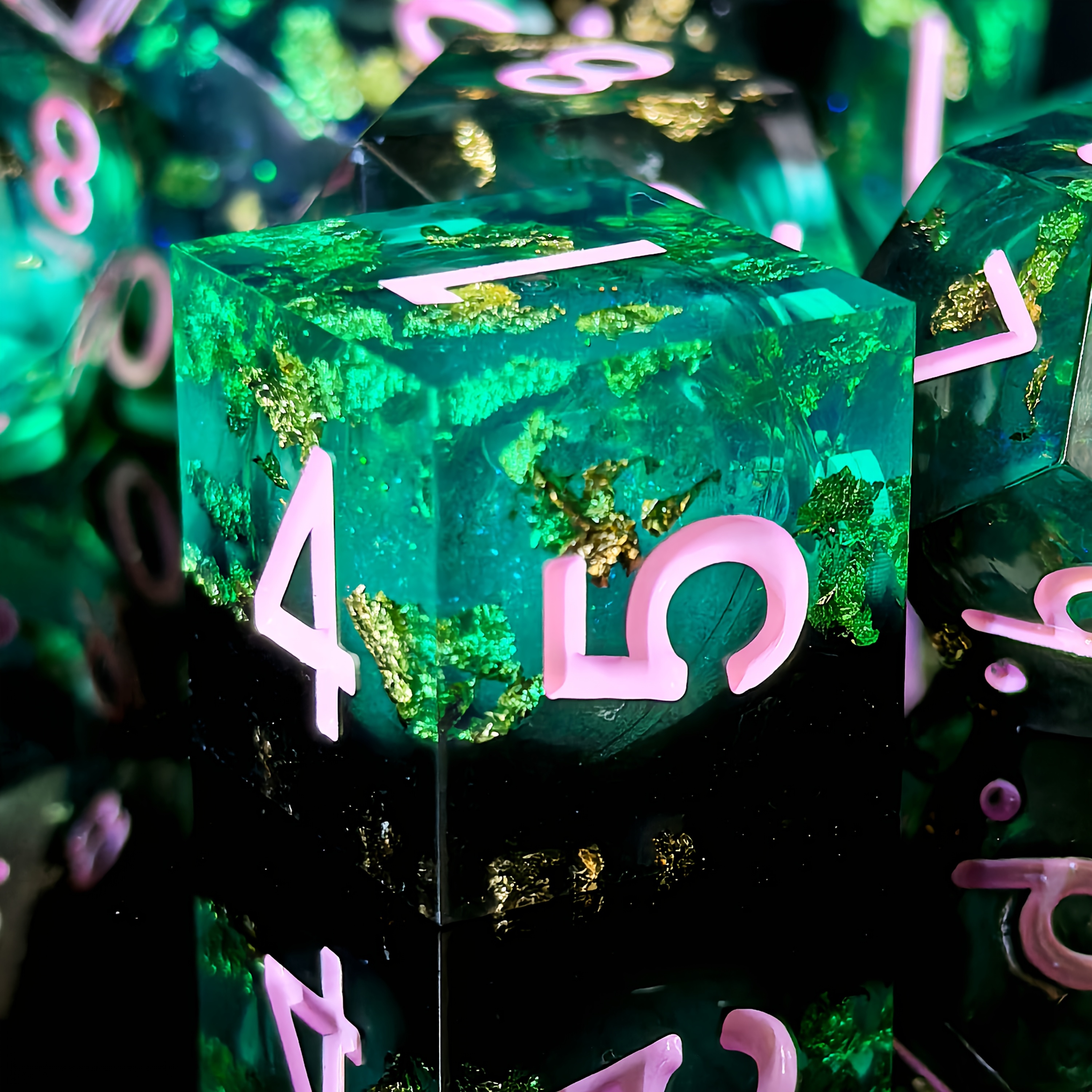 Sacred Flame Gold Foil Resin Dice Set