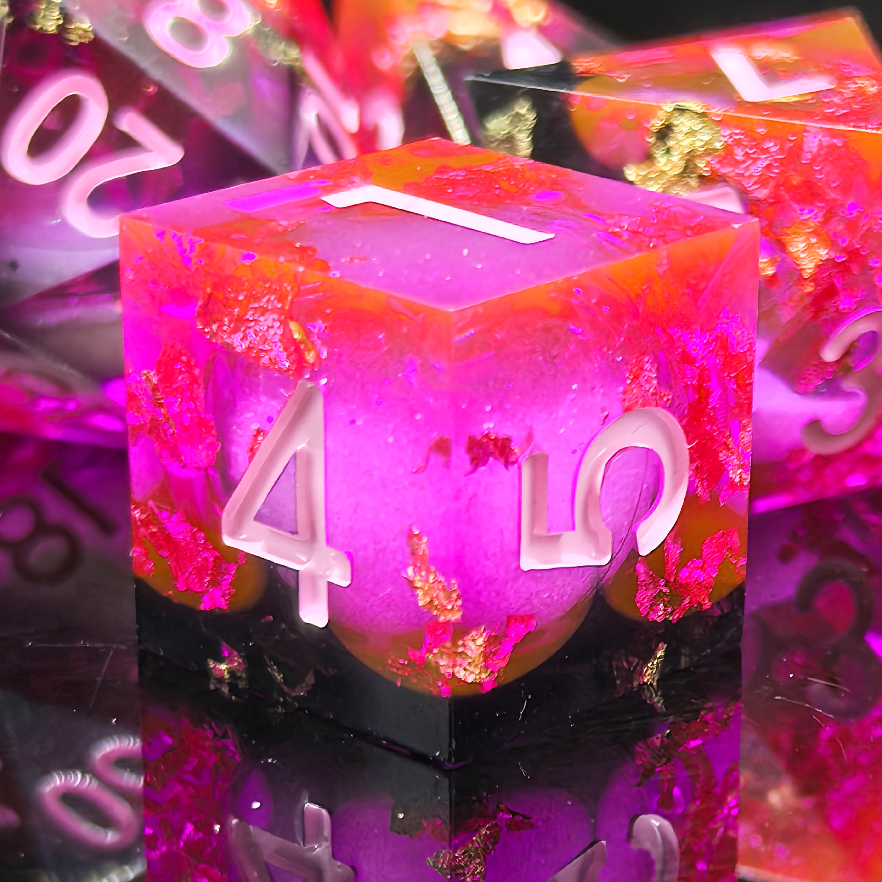 Sacred Flame Gold Foil Resin Dice Set