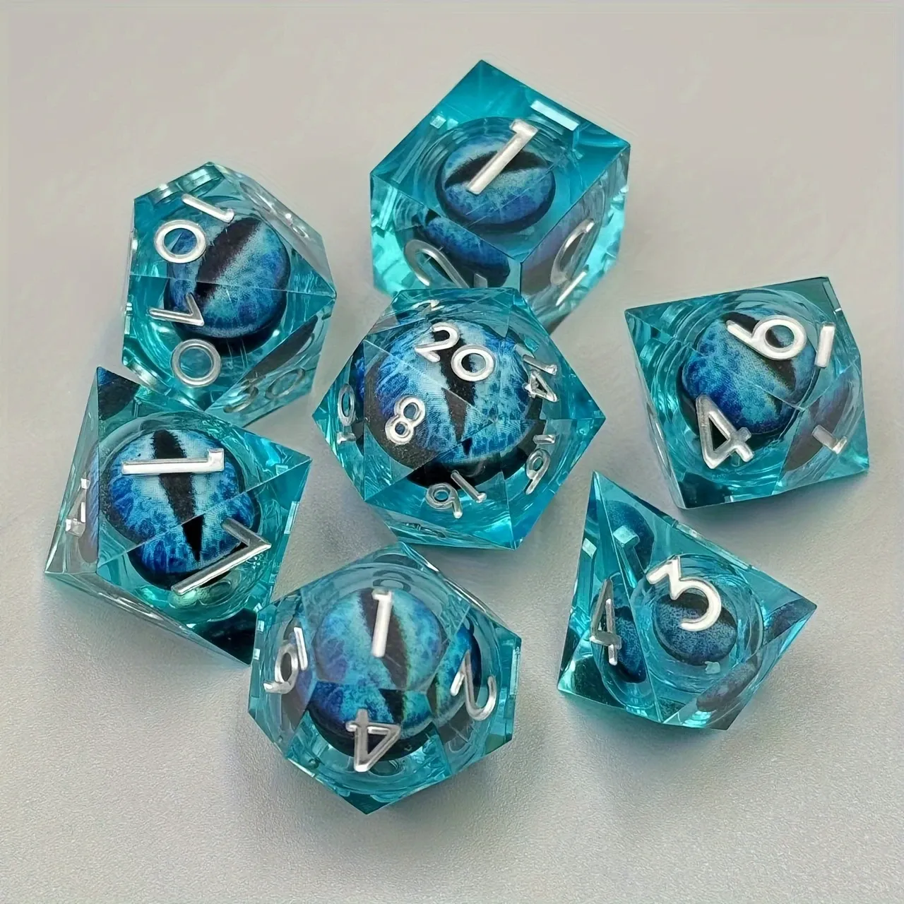 Dragon Eye Blue DND Sharp Resin Liquid Dice
