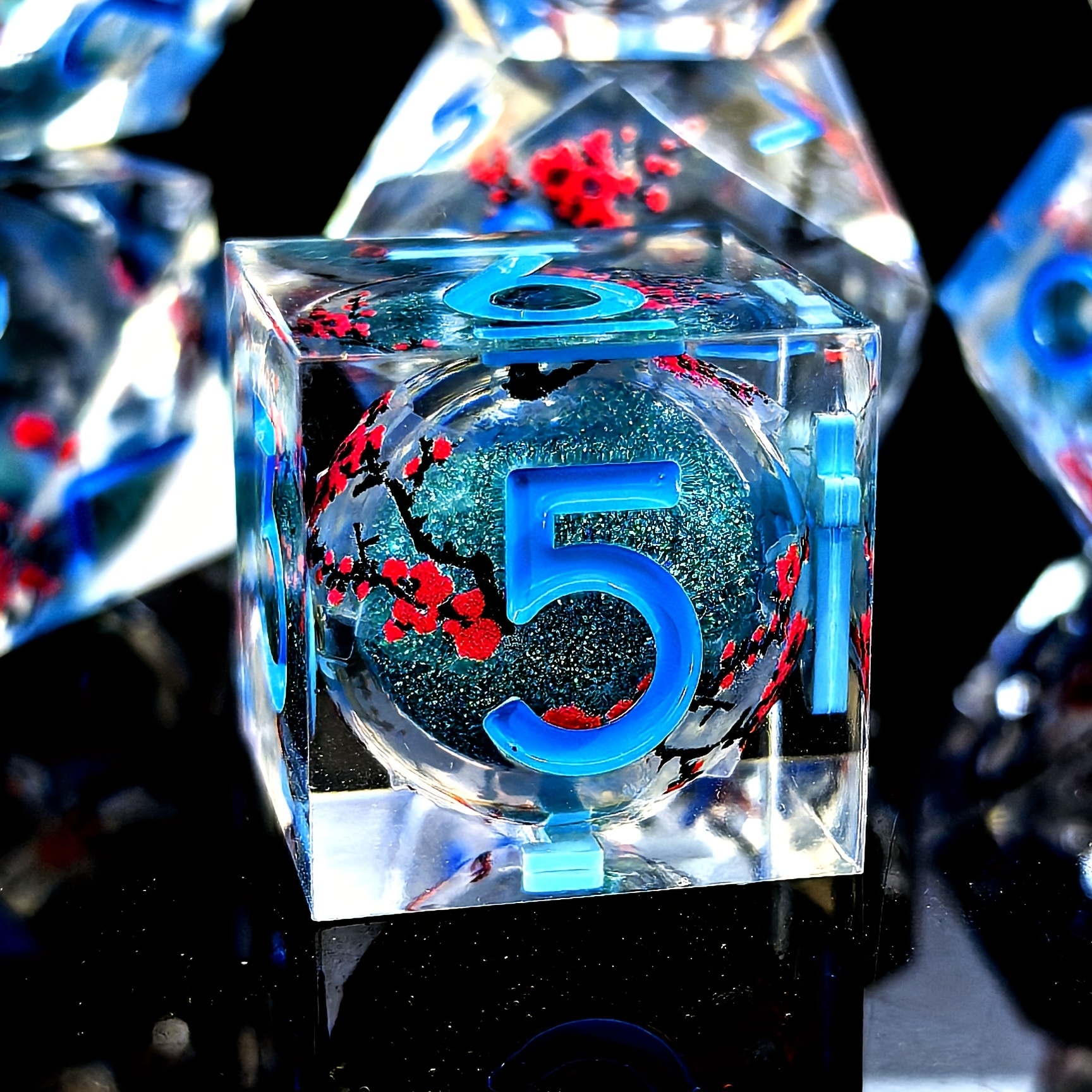 Plum Blossom Resin Dice Set